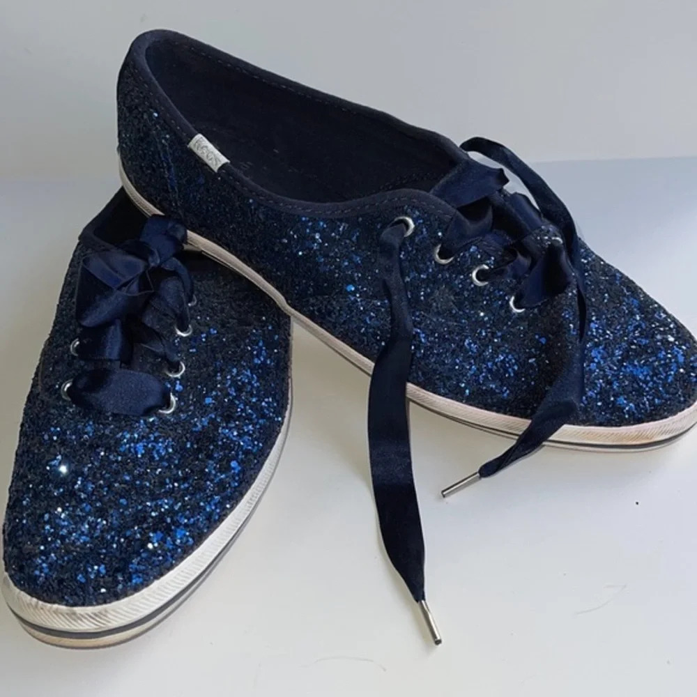 Kate Spade Blue Glitter Sneakers Low-Top Casual